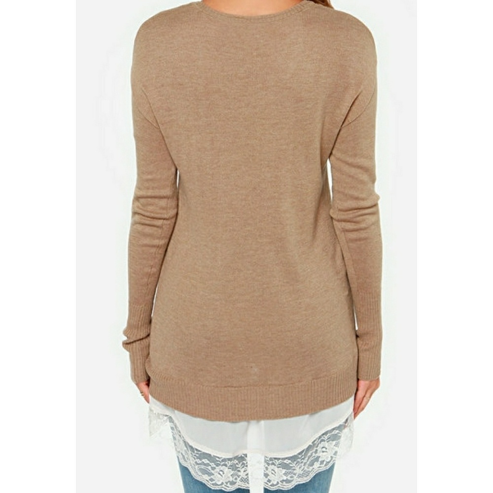 Lulu's Small High-Low Brown Sweater - Picture 2 of 4